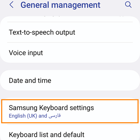 انتخاب گزینه Keyboard settings برای نصب کیبورد عبری در گوشی اندرویدی